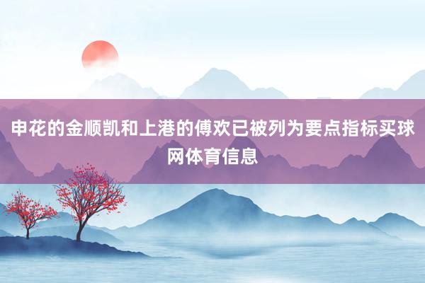 申花的金顺凯和上港的傅欢已被列为要点指标买球网体育信息