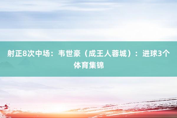射正8次中场：韦世豪（成王人蓉城）：进球3个体育集锦