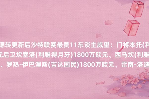 德转更新后沙特联赛最贵11东谈主威望：门将本托(利雅得得胜)