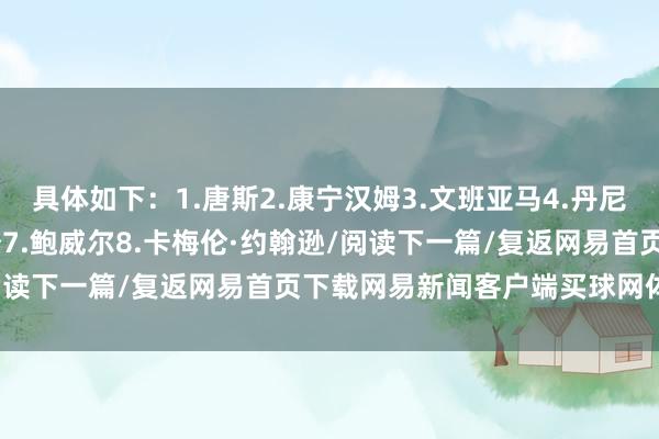 具体如下：1.唐斯2.康宁汉姆3.文班亚马4.丹尼尔斯5.郎