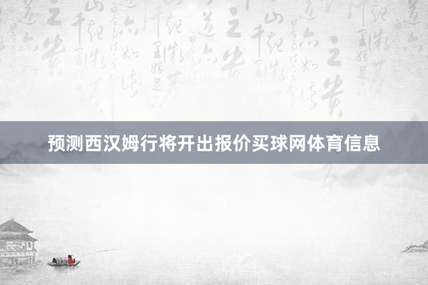 预测西汉姆行将开出报价买球网体育信息