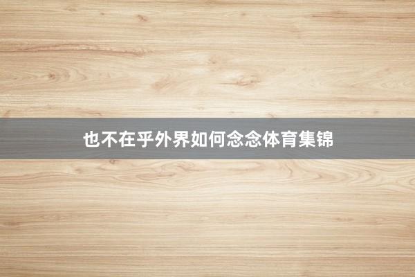 也不在乎外界如何念念体育集锦