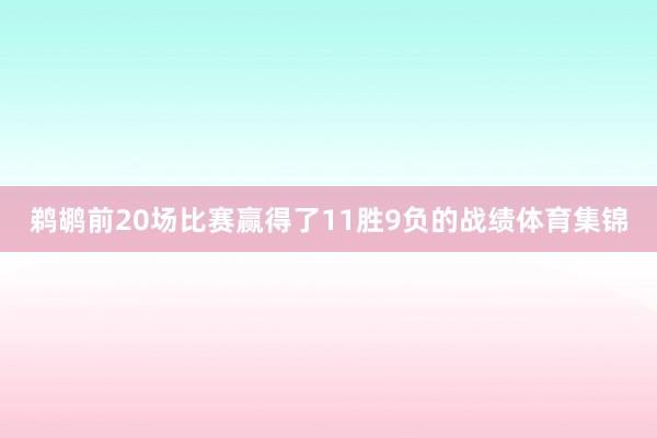 鹈鹕前20场比赛赢得了11胜9负的战绩体育集锦